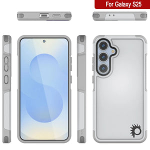 Coque PunkCase pour Galaxy S25, [Série Spartan 2.0] Coque transparente robuste et résistante [Blanc]