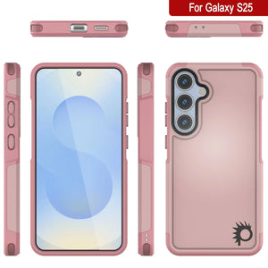 Coque PunkCase pour Galaxy S25, [Série Spartan 2.0] Coque transparente robuste et résistante [Rose]