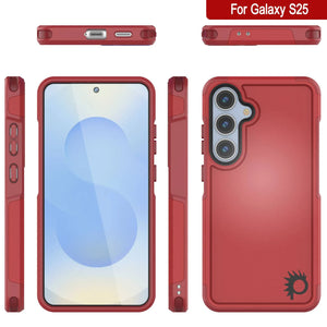 Coque PunkCase pour Galaxy S25, [Série Spartan 2.0] Coque robuste et transparente [Rouge]