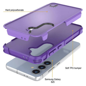 Coque PunkCase pour Galaxy S25, [Série Spartan 2.0] Coque robuste et transparente [Violet]