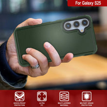 Load image into Gallery viewer, Coque PunkCase pour Galaxy S25, [Série Spartan 2.0] Coque transparente robuste et résistante [Vert foncé]
