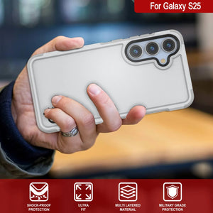 Coque PunkCase pour Galaxy S25, [Série Spartan 2.0] Coque transparente robuste et résistante [Blanc]