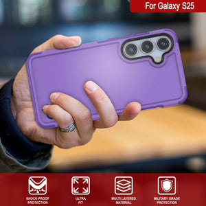 Coque PunkCase pour Galaxy S25, [Série Spartan 2.0] Coque robuste et transparente [Violet]