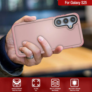 Coque PunkCase pour Galaxy S25, [Série Spartan 2.0] Coque transparente robuste et résistante [Rose]