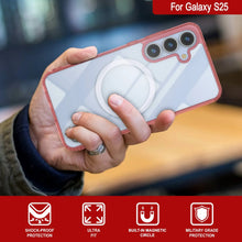 Load image into Gallery viewer, Étui de chargement sans fil magnétique pour Galaxy S25 [Série acrylique transparente] [Antidérapant] pour Galaxy S25 [Rouge]
