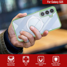 Load image into Gallery viewer, Étui de chargement sans fil magnétique pour Galaxy S25 [Série acrylique transparente] [Antidérapant] pour Galaxy S25 [Vert]
