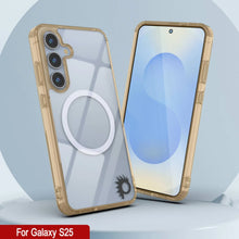 Load image into Gallery viewer, Étui de chargement sans fil magnétique pour Galaxy S25 [Série acrylique transparente] [Antidérapant] pour Galaxy S25 [Or]

