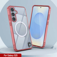 Load image into Gallery viewer, Étui de chargement sans fil magnétique pour Galaxy S25 [Série acrylique transparente] [Antidérapant] pour Galaxy S25 [Rouge]
