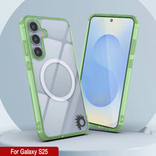 Load image into Gallery viewer, Étui de chargement sans fil magnétique pour Galaxy S25 [Série acrylique transparente] [Antidérapant] pour Galaxy S25 [Vert]
