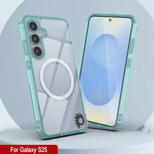 Load image into Gallery viewer, Étui de chargement sans fil magnétique pour Galaxy S25 [Série acrylique transparente] [Antidérapant] pour Galaxy S25 [Sarcelle]
