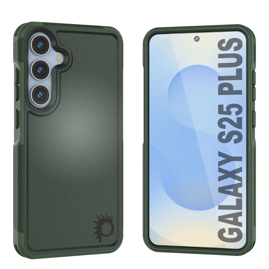 Coque PunkCase pour Galaxy S25+ Plus, [Série Spartan 2.0] Coque transparente robuste et résistante [Vert foncé]