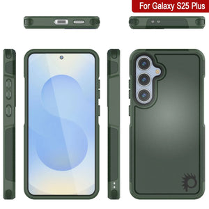 Coque PunkCase pour Galaxy S25+ Plus, [Série Spartan 2.0] Coque transparente robuste et résistante [Vert foncé]