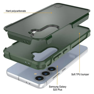 Coque PunkCase pour Galaxy S25+ Plus, [Série Spartan 2.0] Coque transparente robuste et résistante [Vert foncé]