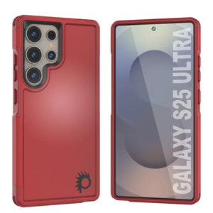 Coque PunkCase pour Galaxy S25 Ultra, [Série Spartan 2.0] Coque transparente robuste et résistante [Rouge]