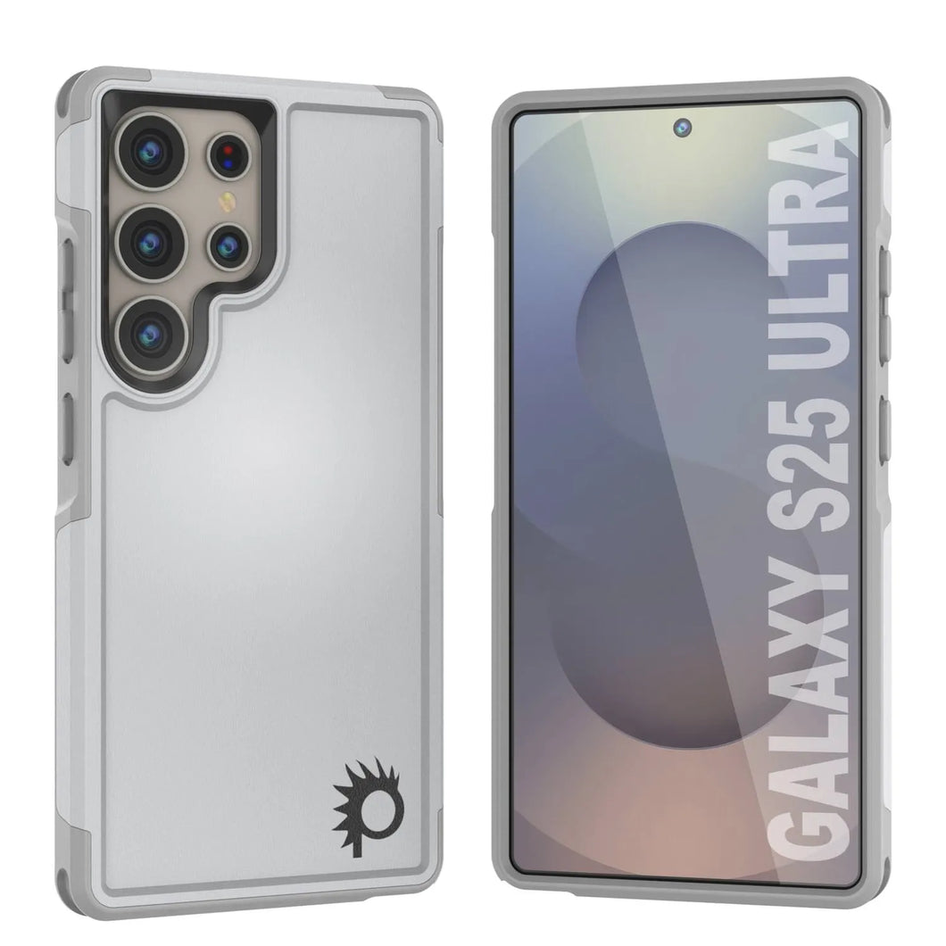 Coque PunkCase pour Galaxy S25 Ultra, [Série Spartan 2.0] Coque transparente robuste et résistante [Blanc]