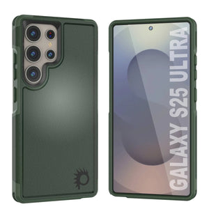 Coque PunkCase pour Galaxy S25 Ultra, [Série Spartan 2.0] Coque transparente robuste et résistante [Vert foncé]