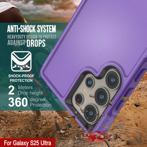 Coque PunkCase pour Galaxy S25 Ultra, [Série Spartan 2.0] Coque robuste et transparente [Violet]