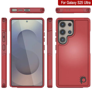 Coque PunkCase pour Galaxy S25 Ultra, [Série Spartan 2.0] Coque transparente robuste et résistante [Rouge]