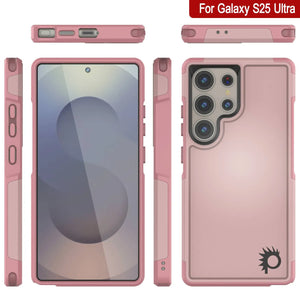 Coque PunkCase pour Galaxy S25 Ultra, [Série Spartan 2.0] Coque transparente robuste et résistante [Rose]