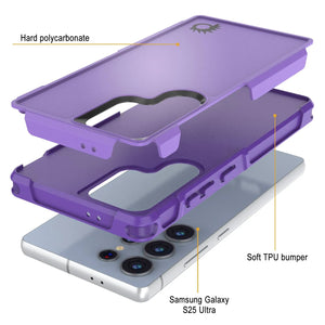 Coque PunkCase pour Galaxy S25 Ultra, [Série Spartan 2.0] Coque robuste et transparente [Violet]