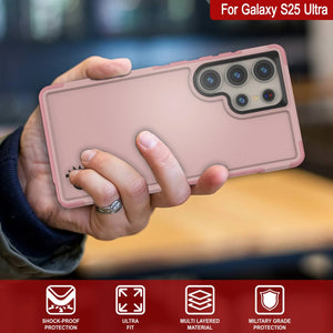 Coque PunkCase pour Galaxy S25 Ultra, [Série Spartan 2.0] Coque transparente robuste et résistante [Rose]