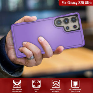 Coque PunkCase pour Galaxy S25 Ultra, [Série Spartan 2.0] Coque robuste et transparente [Violet]