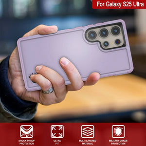 Coque PunkCase pour Galaxy S25 Ultra, [Série Spartan 2.0] Coque transparente robuste et résistante [Lilas]