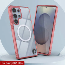 Load image into Gallery viewer, Étui de chargement sans fil magnétique pour Galaxy S25 Ultra [Série acrylique transparente] [Antidérapant] pour Galaxy S25 Ultra [Rouge]

