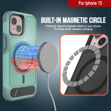 Load image into Gallery viewer, PunkCase Coque pour iPhone 13 [Série Spartan X] Coque robuste avec béquille + MagRing [bleu sarcelle]
