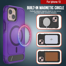 Load image into Gallery viewer, Coque PunkCase pour iPhone 13, [Série Spartan X] Coque robuste et résistante avec béquille + anneau magnétique [violet]
