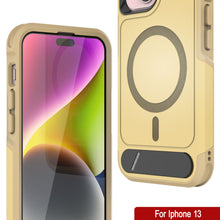 Load image into Gallery viewer, PunkCase Coque pour iPhone 13 [Série Spartan X] Coque robuste avec béquille + MagRing [jaune]
