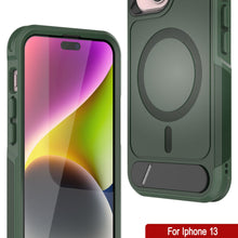 Load image into Gallery viewer, PunkCase Coque pour iPhone 13 [Série Spartan X] Coque robuste avec béquille + MagRing [vert foncé]
