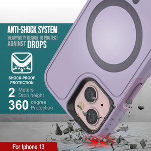 PunkCase Coque pour iPhone 13 [Série Spartan X] Coque robuste avec béquille + MagRing [lilas]