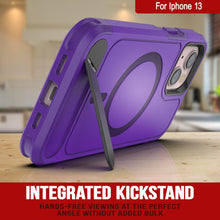 Load image into Gallery viewer, Coque PunkCase pour iPhone 13, [Série Spartan X] Coque robuste et résistante avec béquille + anneau magnétique [violet]
