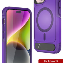 Load image into Gallery viewer, Coque PunkCase pour iPhone 13, [Série Spartan X] Coque robuste et résistante avec béquille + anneau magnétique [violet]
