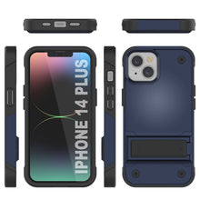 Load image into Gallery viewer, Étui Punkcase pour iPhone 14 Plus [Série Reliance] Coque hybride protectrice de qualité militaire avec support intégré [Bleu marine-noir]
