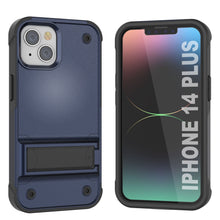 Load image into Gallery viewer, Étui Punkcase pour iPhone 14 Plus [Série Reliance] Coque hybride protectrice de qualité militaire avec support intégré [Bleu marine-noir]
