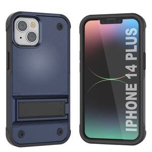 Étui Punkcase pour iPhone 14 Plus [Série Reliance] Coque hybride protectrice de qualité militaire avec support intégré [Bleu marine-noir]