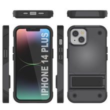 Load image into Gallery viewer, Étui Punkcase iPhone 14 Plus [Série Reliance] Coque Hybride de Protection de Niveau Militaire avec Support Intégré [Gris-Noir]
