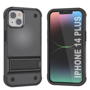 Étui Punkcase iPhone 14 Plus [Série Reliance] Coque Hybride de Protection de Niveau Militaire avec Support Intégré [Gris-Noir]