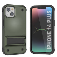 Load image into Gallery viewer, Punkcase Coque pour iPhone 14 Plus [Série Reliance] Coque hybride de protection de qualité militaire avec support intégré [Vert armée-noir]
