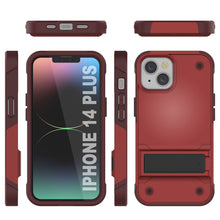 Load image into Gallery viewer, Coque Punkcase pour iPhone 14 Plus, série Reliance, étui hybride de protection de qualité militaire avec support intégré, couleur rouge-rose.
