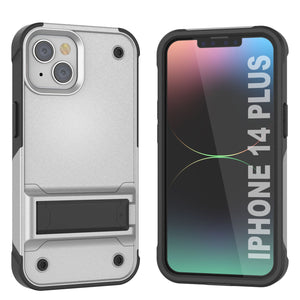 Coque Punkcase iPhone 14 Plus [Série Reliance] Étui hybride de protection de qualité militaire avec béquille intégrée [Blanc-Noir]