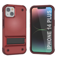 Load image into Gallery viewer, Coque Punkcase pour iPhone 14 Plus, série Reliance, étui hybride de protection de qualité militaire avec support intégré, couleur rouge-rose.
