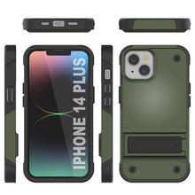 Load image into Gallery viewer, Punkcase Coque pour iPhone 14 Plus [Série Reliance] Coque hybride de protection de qualité militaire avec support intégré [Vert armée-noir]
