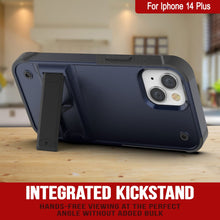 Load image into Gallery viewer, Étui Punkcase pour iPhone 14 Plus [Série Reliance] Coque hybride protectrice de qualité militaire avec support intégré [Bleu marine-noir]
