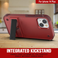 Load image into Gallery viewer, Coque Punkcase pour iPhone 14 Plus, série Reliance, étui hybride de protection de qualité militaire avec support intégré, couleur rouge-rose.
