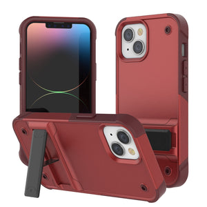 Coque Punkcase pour iPhone 14 Plus, série Reliance, étui hybride de protection de qualité militaire avec support intégré, couleur rouge-rose.