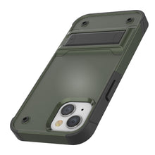 Load image into Gallery viewer, Punkcase Coque pour iPhone 14 Plus [Série Reliance] Coque hybride de protection de qualité militaire avec support intégré [Vert armée-noir]
