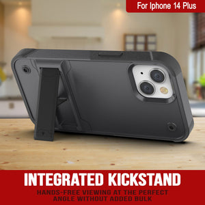 Étui Punkcase iPhone 14 Plus [Série Reliance] Coque Hybride de Protection de Niveau Militaire avec Support Intégré [Gris-Noir]